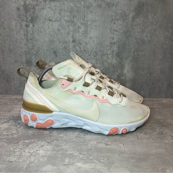 Nike React Element 55 Running Shoes BQ2728-007 Womens sz 7.5 - pink/white - Picture 1 of 6
